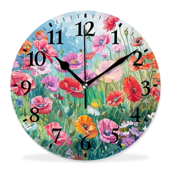 14 Inch Wall Clock Battery Operated Silent Clock Decorative for Office, Kitchen, Outdoor, Living RoomWatercolor Chicken Animal Annual Elegant