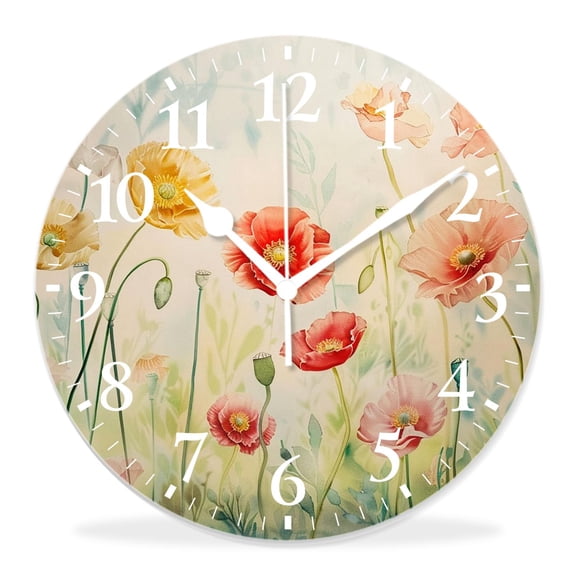 14 Inch Wall Clock Battery Operated Silent Clock Decorative for Office, Kitchen, Outdoor, Living RoomWatercolor Chicken Animal Annual Exquisite