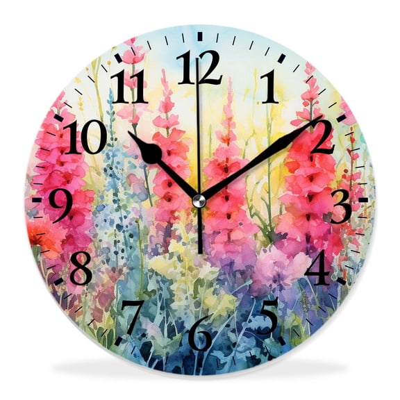 14 Inch Wall Clock Battery Operated Silent Clock Decorative for Office, Kitchen, Outdoor, Living RoomWatercolor Chicken Animal Annual Print