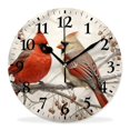 thumbnail image 1 of 14 Inch Wall Clock Battery Operated Silent Clock Decorative for Office, Kitchen, Outdoor, Living Room，Winter Red Color Birds Snow Picture, 1 of 4