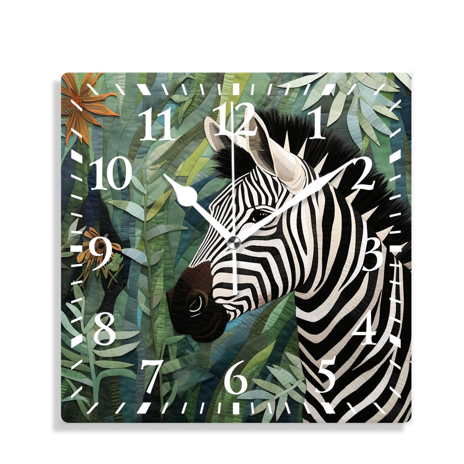 Zebra Clock 14 Inch Wall Clock Battery Operated Silent Clock Decorative for Office ...