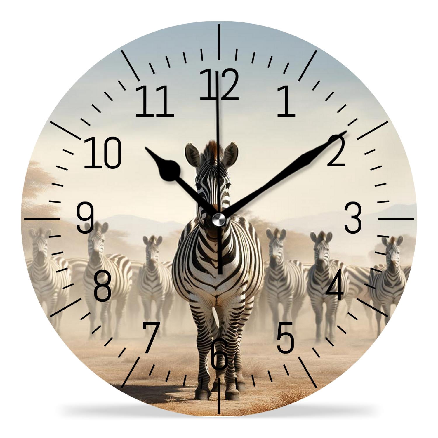 Zebra Clock 14 Inch Wall Clock Battery Operated Silent Clock Decorative for Office ...