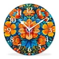 thumbnail image 1 of 14 Inch Wall Clock Battery Operated Silent Clock Decorative for Office, Kitchen, Outdoor, Living Room，india Mandala Flowers Multicolor, 1 of 4