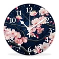 thumbnail image 1 of 14 Inch Wall Clock Battery Operated Silent Clock Decorative for Office, Kitchen, Outdoor, Living Room，Beautiful Cherry Blossom Flower Flroal Navy Blue Style, 1 of 4