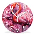 thumbnail image 1 of 14 Inch Wall Clock Battery Operated Silent Clock Decorative for Office, Kitchen, Outdoor, Living Room，Beautiful Watercolor Flamingo Colorful Paint Splash Multicolor, 1 of 4