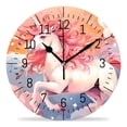 thumbnail image 1 of 14 Inch Wall Clock Battery Operated Silent Clock Decorative for Office, Kitchen, Outdoor, Living Room，Cartoon Unicorn Pink Music Notes Cloud Multicolor, 1 of 4