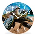 thumbnail image 1 of 14 Inch Wall Clock Battery Operated Silent Clock Decorative for Office, Kitchen, Outdoor, Living Room，Green Sea Turtle in Warm Water of Pacific Ocean in Hawaii Picture, 1 of 4