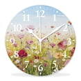 thumbnail image 1 of 14 Inch Wall Clock Battery Operated Silent Clock Decorative for Office, Kitchen, Outdoor, Living Room，Oil Painting Flowers Beautiful Field Flowers Colorful, 1 of 4