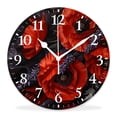thumbnail image 1 of 14 Inch Wall Clock Battery Operated Silent Clock Decorative for Office, Kitchen, Outdoor, Living Room，Poppies Lavender Flower Red Purple Floral Poppy Elaborate, 1 of 4