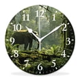 thumbnail image 1 of 14 Inch Wall Clock Battery Operated Silent Clock Decorative for Office, Kitchen, Outdoor, Living Room，Rain forest Wildlife National Park America Design, 1 of 4