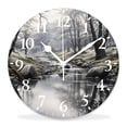 thumbnail image 1 of 14 Inch Wall Clock Battery Operated Silent Clock Decorative for Office, Kitchen, Outdoor, Living Room，Small Spring forest Distant Mountain Picture Multicolor, 1 of 4