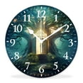 thumbnail image 1 of 14 Inch Wall Clock Battery Operated Silent Clock Decorative for Office, Kitchen, Outdoor, Living Room，Spring Tree of Life Themed with Season Nature Painting, 1 of 4