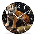 thumbnail image 1 of 14 Inch Wall Clock Battery Operated Silent Clock Decorative for Office, Kitchen, Outdoor, Living Room，Tiger in The forest Standing and Gazing at The Camera Print, 1 of 4