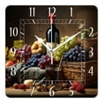 thumbnail image 1 of 14 Inch Wall Clock Battery Operated Square Clock Decorative for Office, Kitchen, Outdoor, Living Room，Wine and Ripe Grapes on Wooden Table Lovely Drawing, 1 of 4
