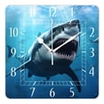 thumbnail image 1 of 14 Inch Wall Clock Battery Operated Square Clock Decorative for Office, Kitchen, Outdoor, Living Room，3D Sharks Painting, 1 of 4