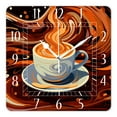 thumbnail image 1 of 14 Inch Wall Clock Battery Operated Square Clock Decorative for Office, Kitchen, Outdoor, Living Room，Coffee Bean Coffee Pattern, 1 of 4
