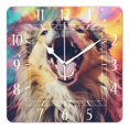 thumbnail image 1 of 14 Inch Wall Clock Battery Operated Square Clock Decorative for Office, Kitchen, Outdoor, Living Room，Corgi Dog Happy Summer Design, 1 of 4