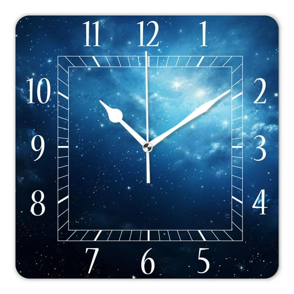 14 Inch Wall Clock Battery Operated Square Clock Decorative for Office, Kitchen, Outdoor, Living Room，Earth and Universe Galaxy Creative