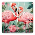 thumbnail image 1 of 14 Inch Wall Clock Battery Operated Square Clock Decorative for Office, Kitchen, Outdoor, Living Room，Flamingos Tropical Plants Creative Pattern, 1 of 4
