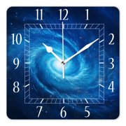 14 Inch Wall Clock Battery Operated Square Clock Decorative for Office, Kitchen, Outdoor, Living Room Galaxy Nebula Universe Starry Space Multicolor