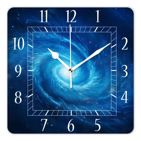 14 Inch Wall Clock Battery Operated Square Clock Decorative for Office, Kitchen, Outdoor, Living RoomGalaxy Nebula Universe Starry Space Multicolor