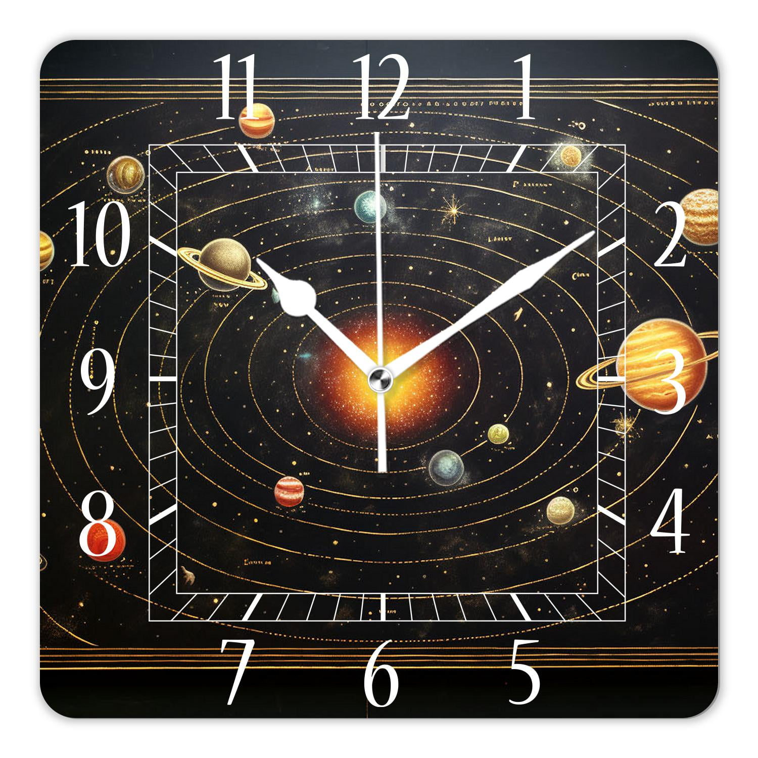 14 Inch Wall Clock Battery Operated Square Clock Decorative for Office ...