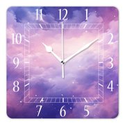 14 Inch Wall Clock Battery Operated Square Clock Decorative for Office, Kitchen, Outdoor, Living Room Galaxy Stars Nebula Space Universe Beautiful