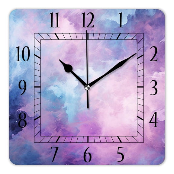 14 Inch Wall Clock Battery Operated Square Clock Decorative for Office, Kitchen, Outdoor, Living RoomGalaxy Stars Nebula Space Universe Design