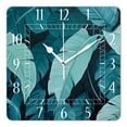 thumbnail image 1 of 14 Inch Wall Clock Battery Operated Square Clock Decorative for Office, Kitchen, Outdoor, Living Room，Leaves of Palm Tree Design, 1 of 4