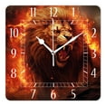 thumbnail image 1 of 14 Inch Wall Clock Battery Operated Square Clock Decorative for Office, Kitchen, Outdoor, Living Room，Lion Animal Elegant Design, 1 of 4