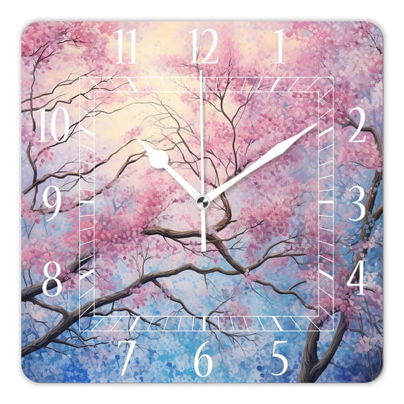 14 Inch Wall Clock Battery Operated Square Clock Decorative for Office, Kitchen, Outdoor, Living Room,Llama Painting Tree Design