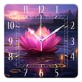thumbnail image 1 of 14 Inch Wall Clock Battery Operated Square Clock Decorative for Office, Kitchen, Outdoor, Living Room，Lotus Pink Light Purple Sparkle Colorful, 1 of 4