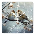 thumbnail image 1 of 14 Inch Wall Clock Battery Operated Square Clock Decorative for Office, Kitchen, Outdoor, Living Room，Two Red Birds Winter Style, 1 of 4