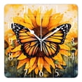 thumbnail image 1 of 14 Inch Wall Clock Battery Operated Square Clock Decorative for Office, Kitchen, Outdoor, Living Room，Yellow Sunflower Butterfly Animal Pattern, 1 of 4