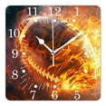 thumbnail image 1 of 14 Inch Wall Clock Battery Operated Square Clock for Office, Kitchen, Outdoor, Living Room,American Football Ball In Fire Cute, 1 of 1