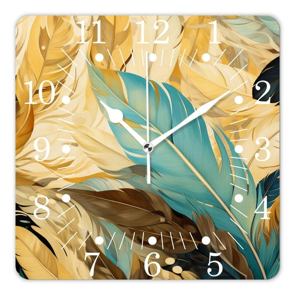 14 Inch Wall Clock Battery Operated Square Clock for Office, Kitchen, Outdoor, Living Room,Beautiful Dream Catcher Image