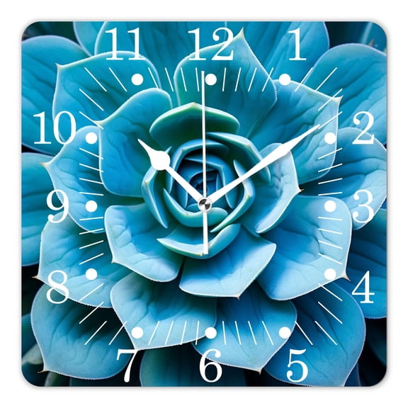 14 Inch Wall Clock Battery Operated Square Clock for Office, Kitchen, Outdoor, Living Room,Cactus Succulent Green Plant Picture