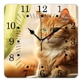 thumbnail image 1 of 14 Inch Wall Clock Battery Operated Square Clock for Office, Kitchen, Outdoor, Living Room,Cute Red Kitten Cat Portrait Head Style, 1 of 4