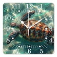 thumbnail image 1 of 14 Inch Wall Clock Battery Operated Square Clock for Office, Kitchen, Outdoor, Living Room,Funny Sea Turtle Coral Reef Underwater World Creative, 1 of 4