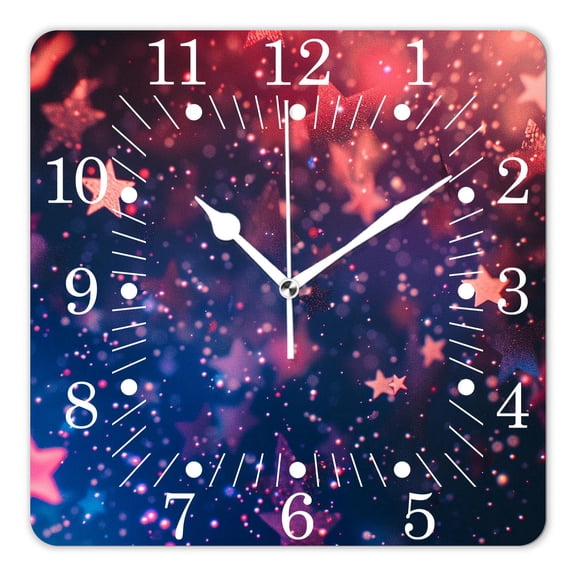14 Inch Wall Clock Battery Operated Square Clock for Office, Kitchen, Outdoor, Living Room,Galaxy Nebula Space Universe Planet Starry Delicate