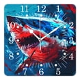 thumbnail image 1 of 14 Inch Wall Clock Battery Operated Square Clock for Office, Kitchen, Outdoor, Living Room,Great White Shark Ocean Lovely, 1 of 4
