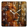 thumbnail image 1 of 14 Inch Wall Clock Battery Operated Square Clock for Office, Kitchen, Outdoor, Living Room,Lion Painting Natural, 1 of 4