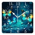 thumbnail image 1 of 14 Inch Wall Clock Battery Operated Square Clock for Office, Kitchen, Outdoor, Living Room,Magic Sparkling Blue Butterfly on Water Adorable, 1 of 4