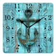 thumbnail image 1 of 14 Inch Wall Clock Battery Operated Square Clock for Office, Kitchen, Outdoor, Living Room,Nautical Anchor Rustic Vintage Natural, 1 of 4