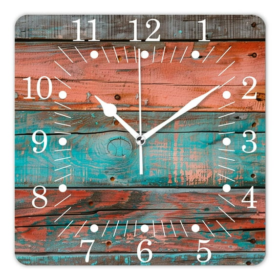 14 Inch Wall Clock Battery Operated Square Clock for Office, Kitchen, Outdoor, Living Room,Wood Grain Amazing