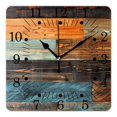 thumbnail image 1 of 14 Inch Wall Clock Battery Operated Square Clock for Office, Kitchen, Outdoor, Living Room,Wood Grain Brown Delicate, 1 of 4
