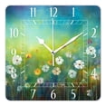 thumbnail image 1 of 14 Inch Wall Clock Battery Operated Square Clock Decorative for Office, Kitchen, Outdoor, Living Room，Abstract Floral Daisy Watercolor Spring Flower Exquisite, 1 of 4