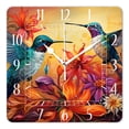 thumbnail image 1 of 14 Inch Wall Clock Battery Operated Square Clock Decorative for Office, Kitchen, Outdoor, Living Room，Beautiful Hummingbird Flower Landscape Nature Beautiful, 1 of 4