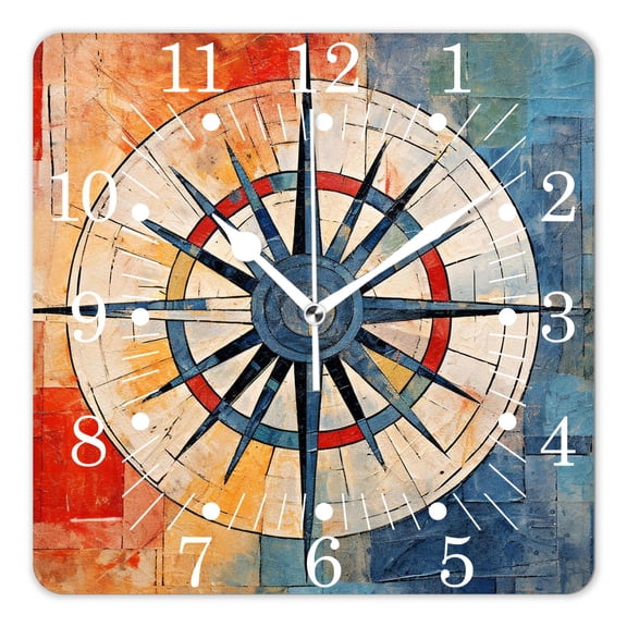 14 Inch Wall Clock Battery Operated Square Clock for Office, Kitchen, Outdoor, Living Room,Marine Life European Venice City Blurry Abstract Backdrop Image