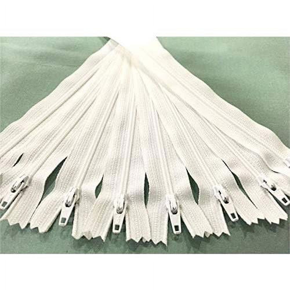 14 Inch White Color YKK Zippers Number 3 Nylon Coil Set Of 12 Pieces